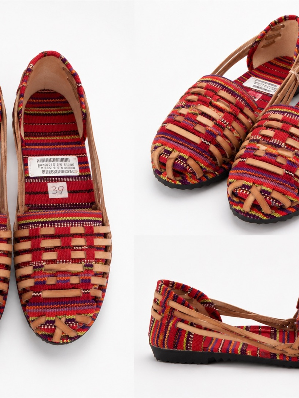 Guatemalan Woven Red Striped Women’s  Flats